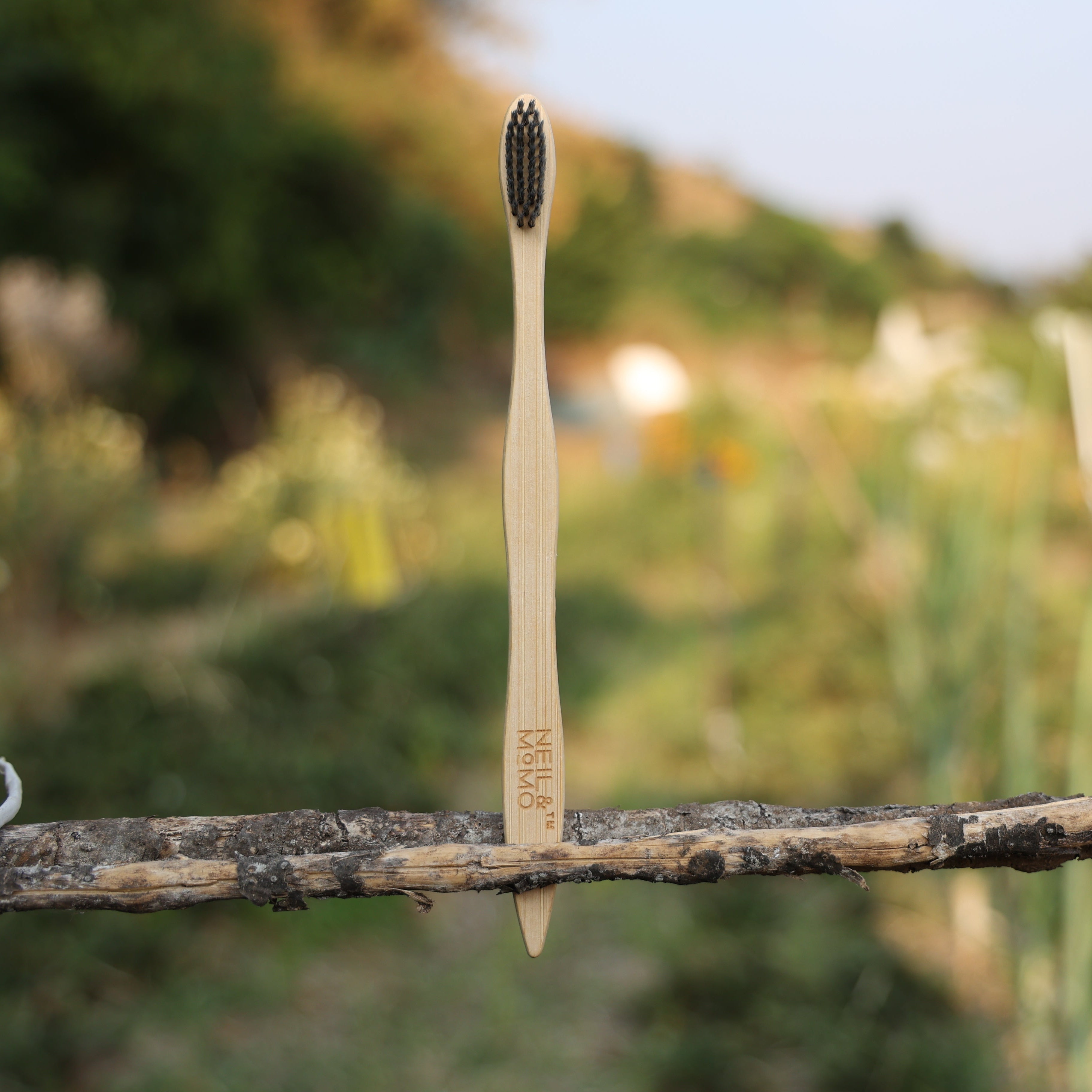 Pack of 2 Curvy Bamboo Toothbrush w Charcoal bristlles