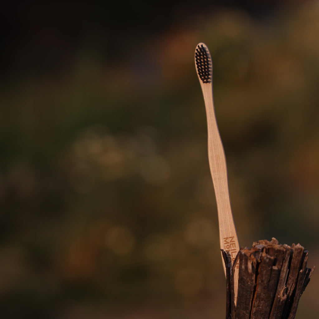 Pack of 2 Curvy Bamboo Toothbrush w Charcoal bristlles