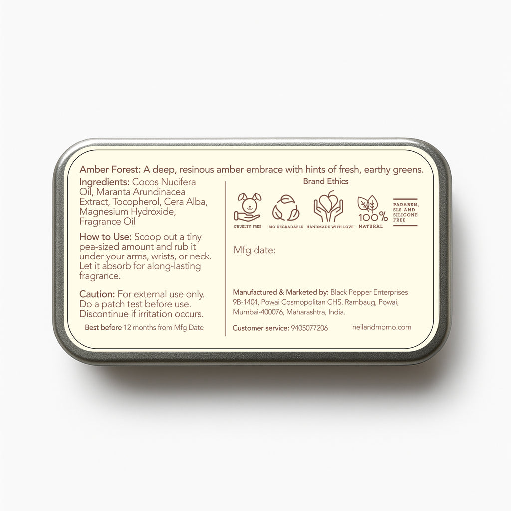 Amber Forest | Solid Perfume and Deodorant | HSN Code: 3303