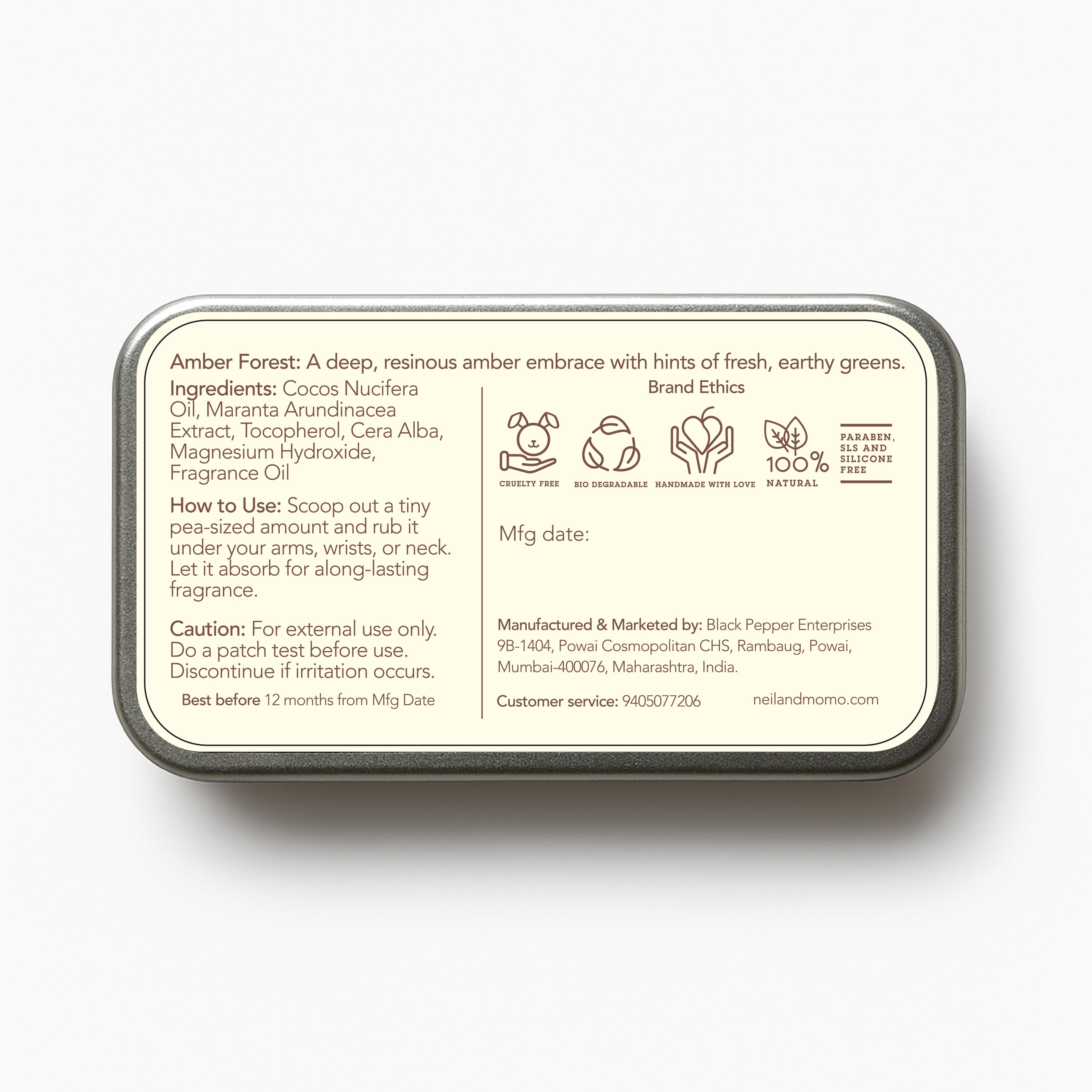Amber Forest | Solid Perfume and Deodorant | HSN Code: 3303