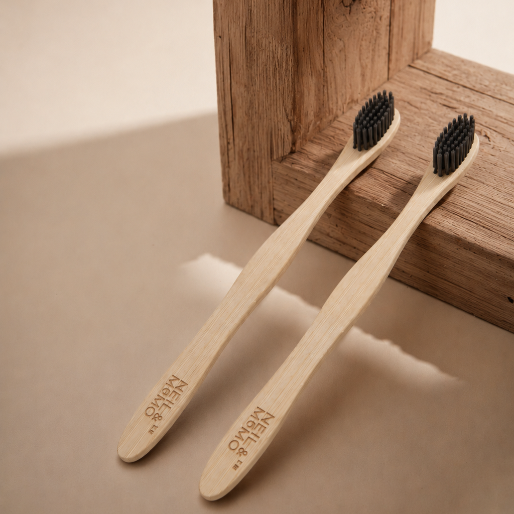 Pack of 2 Curvy Bamboo Toothbrush w Charcoal bristlles