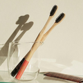 Pack of 2 Round Bamboo Toothbrush w Charcoal bristlles